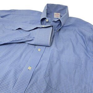Brooks Brothers Button Down Long Sleeve Shirt Size 17-36 Blue White Check‎